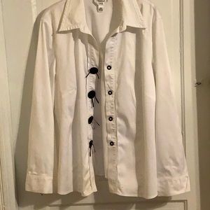 White Blouse with Black ties